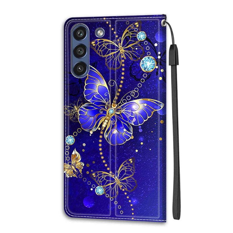 Flipové Pouzdro Na Samsung Galaxy S21 FE Fialový Motýl
