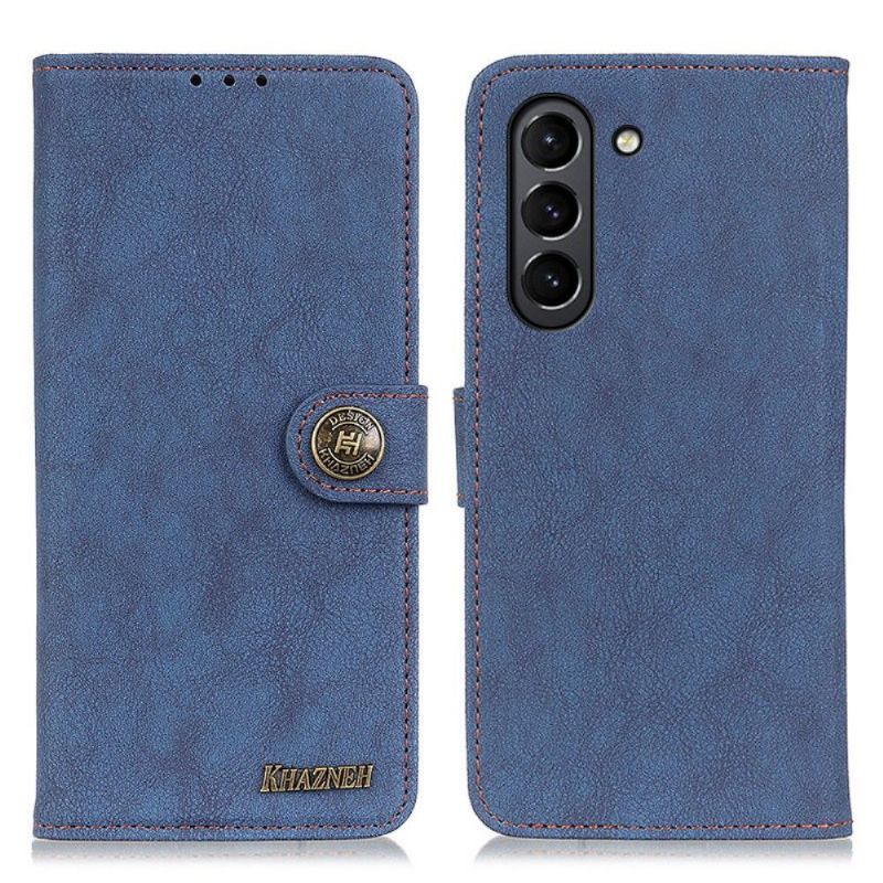 Flipové Pouzdro Na Samsung Galaxy S21 FE Khazneh Retro Kožený Efekt