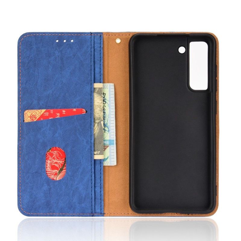 Flipové Pouzdro Na Samsung Galaxy S21 FE Kožené Pouzdro Retro Umělá Kůže