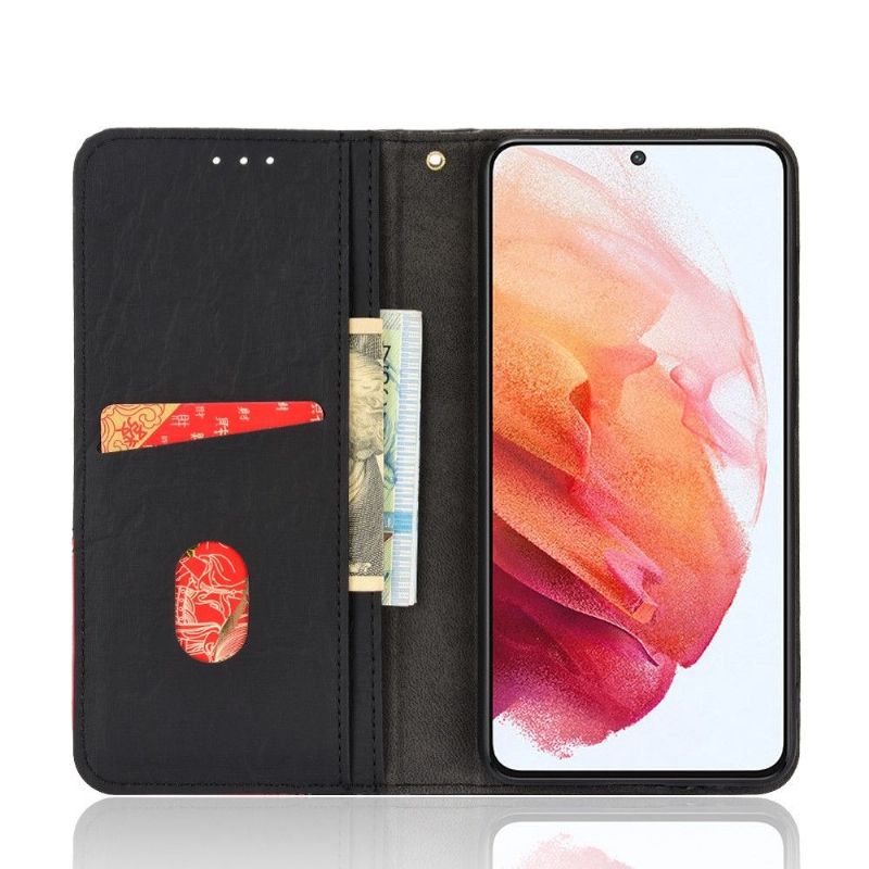 Flipové Pouzdro Na Samsung Galaxy S21 FE Kožené Pouzdro Retro Umělá Kůže