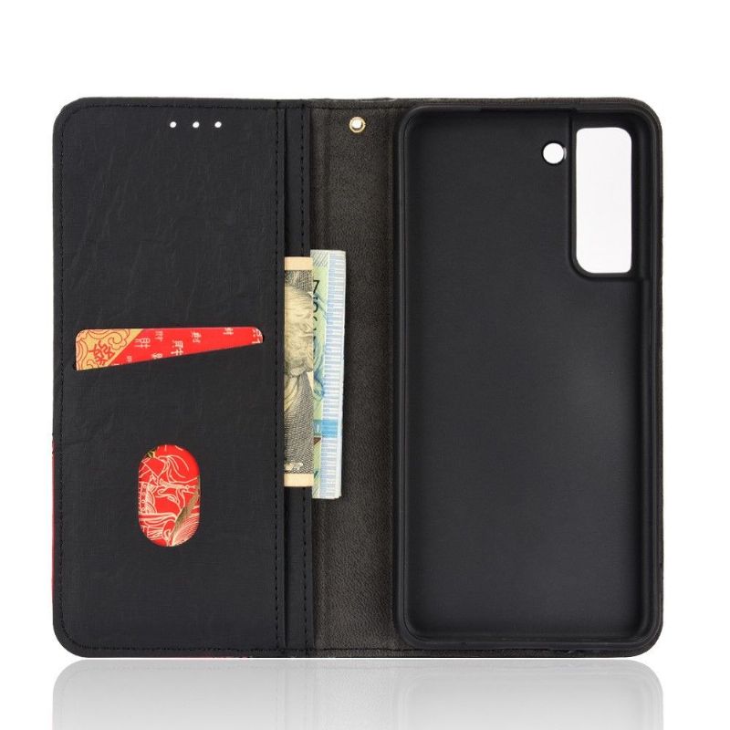 Flipové Pouzdro Na Samsung Galaxy S21 FE Kožené Pouzdro Retro Umělá Kůže