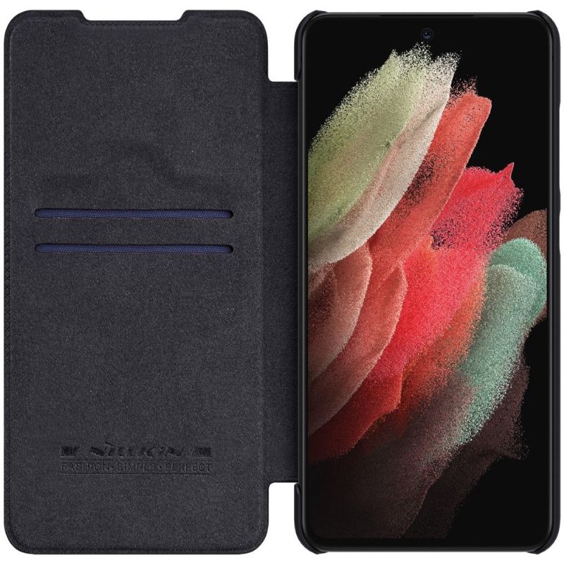 Flipové Pouzdro Na Samsung Galaxy S21 FE Kožený Efekt Řady Qin