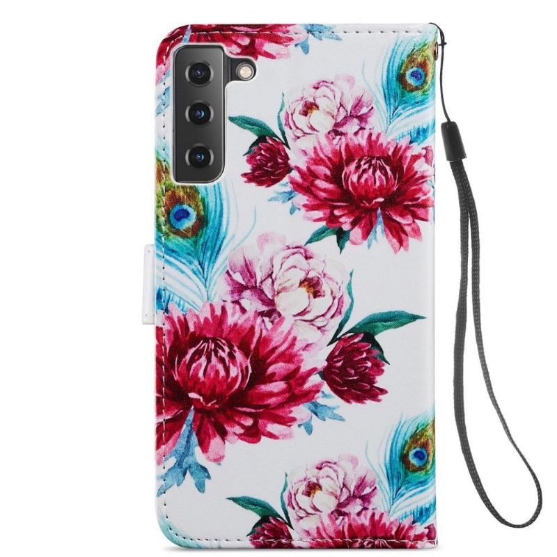 Flipové Pouzdro Na Samsung Galaxy S21 FE Paví Květ