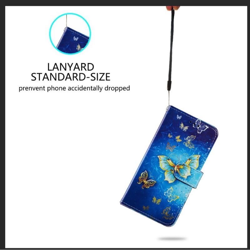 Flipové Pouzdro Na Samsung Galaxy S21 FE Zlatý Motýl