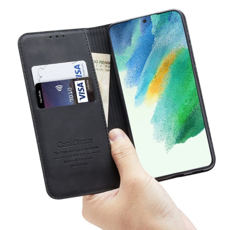 Kožené Pouzdro Na Samsung Galaxy S21 FE Držák Karet Řady Waltz 001