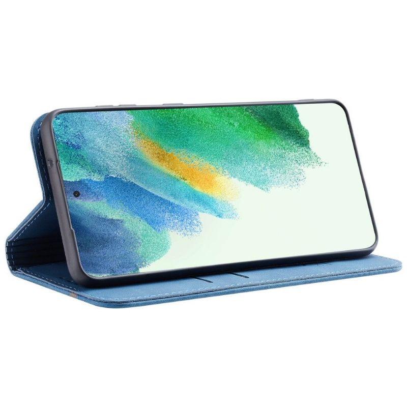 Kožené Pouzdro Na Samsung Galaxy S21 FE Držák Karet Řady Waltz 001
