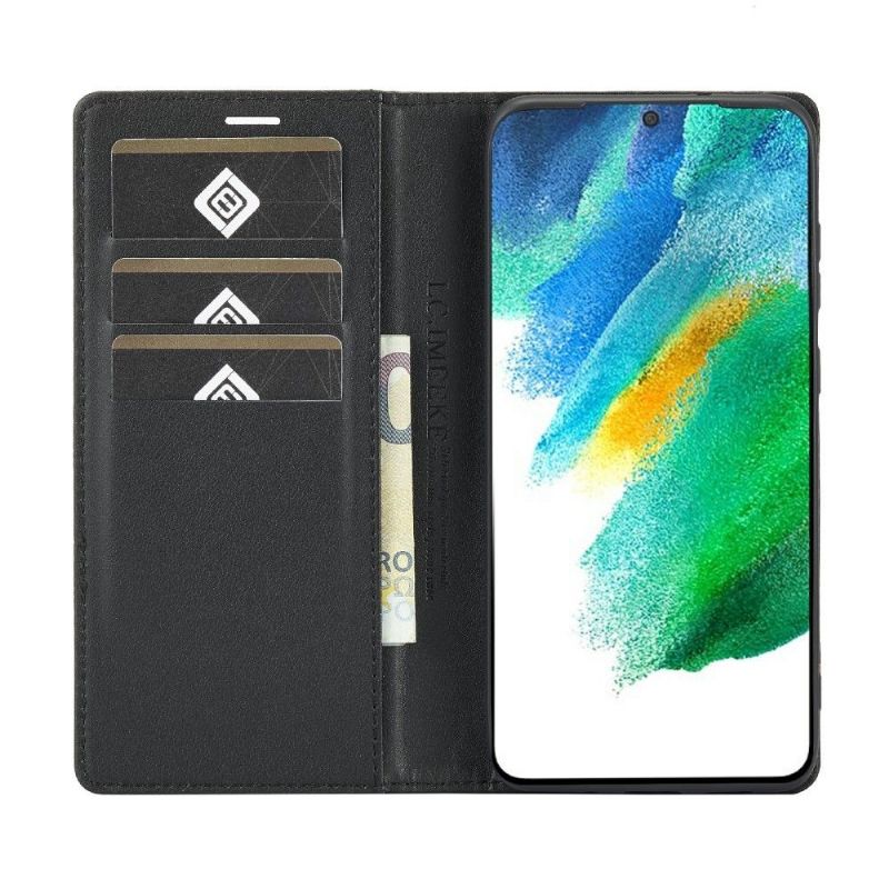 Kožené Pouzdro Na Samsung Galaxy S21 FE Efekt Kůže Z Uhlíkových Vláken