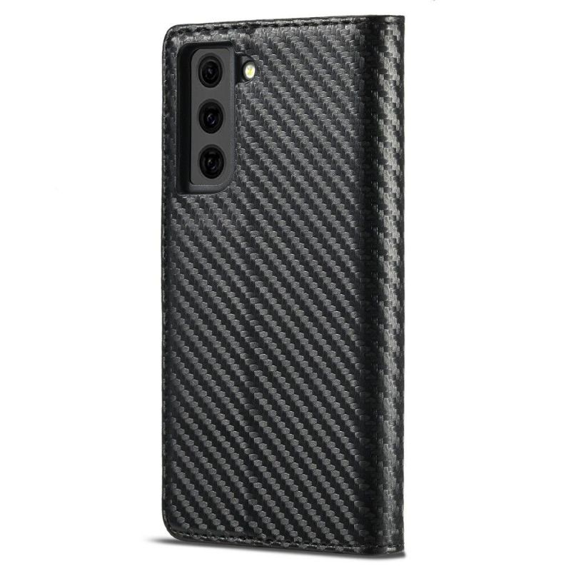 Kožené Pouzdro Na Samsung Galaxy S21 FE Efekt Kůže Z Uhlíkových Vláken