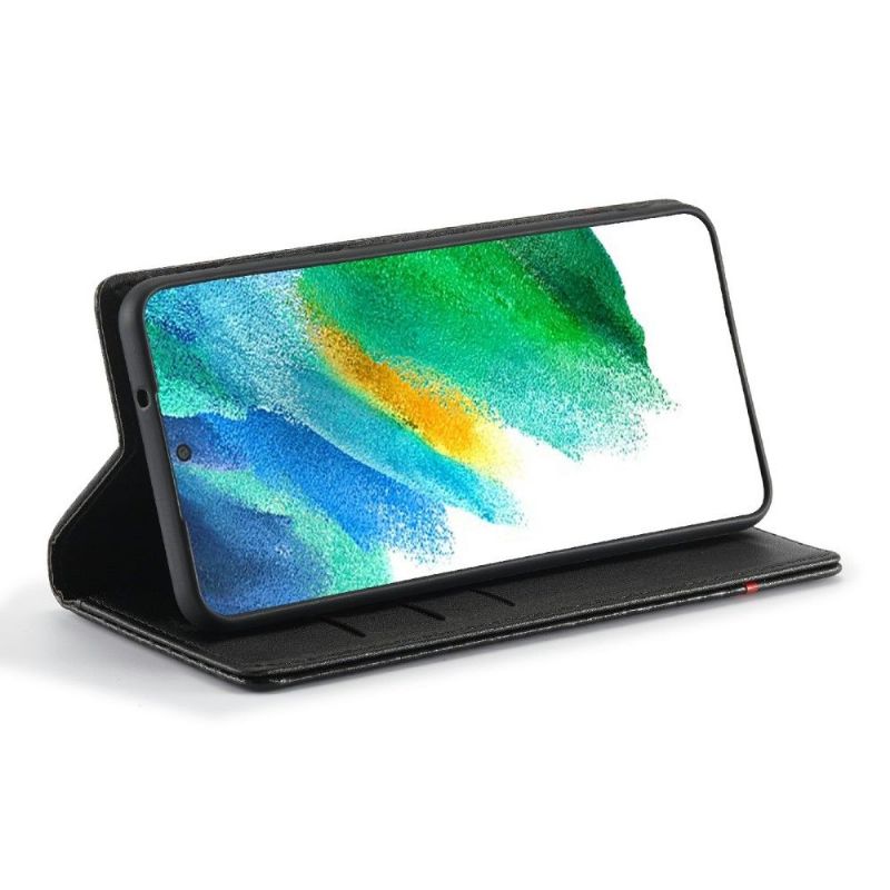Kožené Pouzdro Na Samsung Galaxy S21 FE Efekt Kůže Z Uhlíkových Vláken