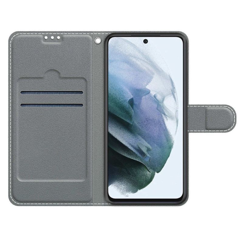Kožené Pouzdro Na Samsung Galaxy S21 FE Ilustrace Fialových Květů