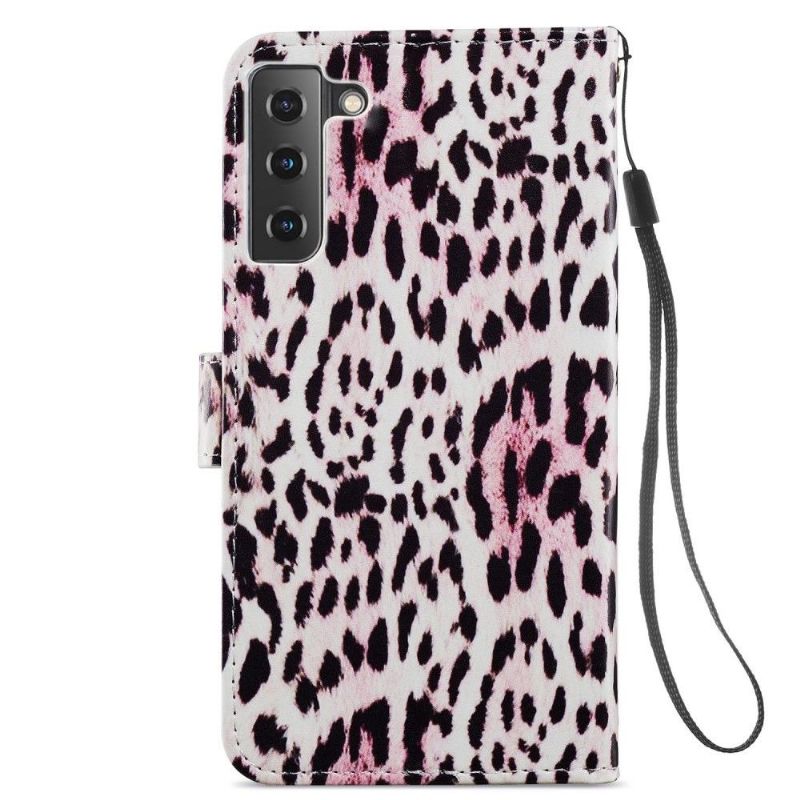 Kožené Pouzdro Na Samsung Galaxy S21 FE Leopardí Vzor