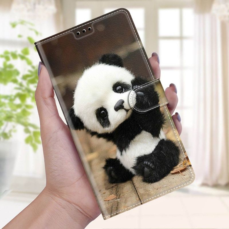 Kožené Pouzdro Na Samsung Galaxy S21 FE Malá Panda