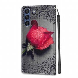 Kožené Pouzdro Na Samsung Galaxy S21 FE Růžová