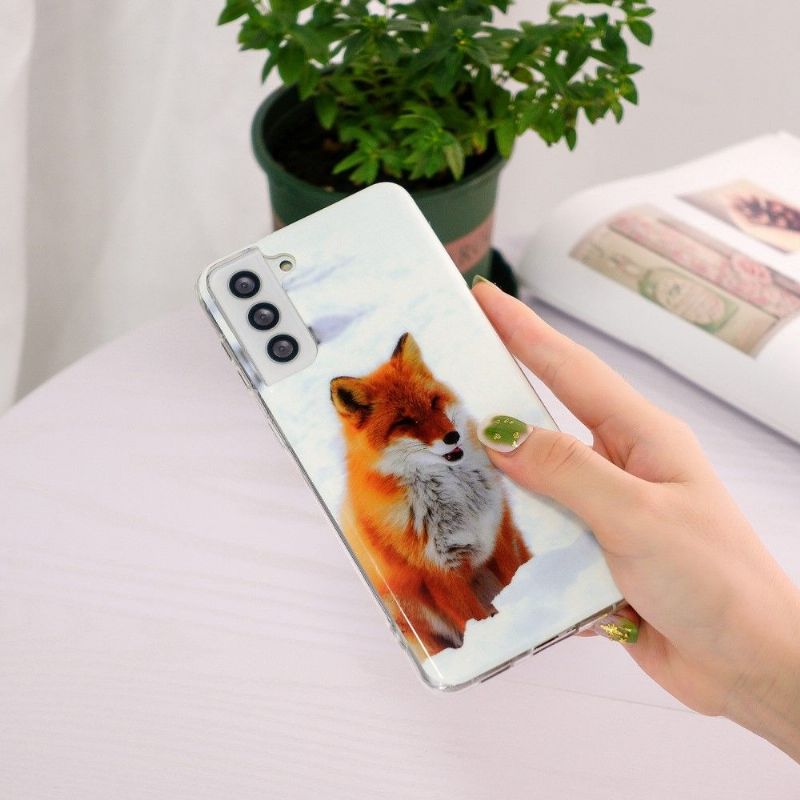 Kryt Na Samsung Galaxy S21 FE Fluorescenční Červená Liška