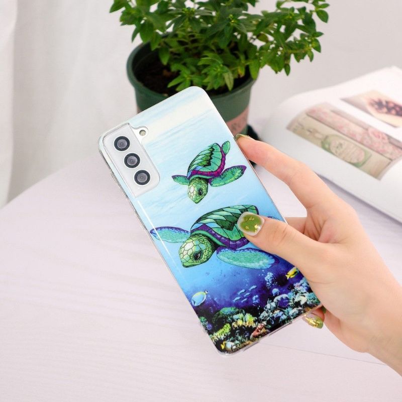 Kryt Na Samsung Galaxy S21 FE Fluorescenční Želvy