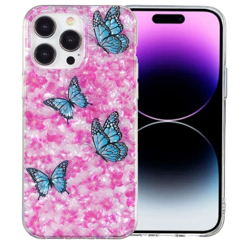 Kryt Na iPhone 15 Pro Max Květiny A Motýli