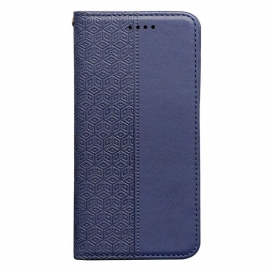 Kožené Pouzdro Folio Na Xiaomi Redmi Note 14s Kostkovaný Vzor S Páskem