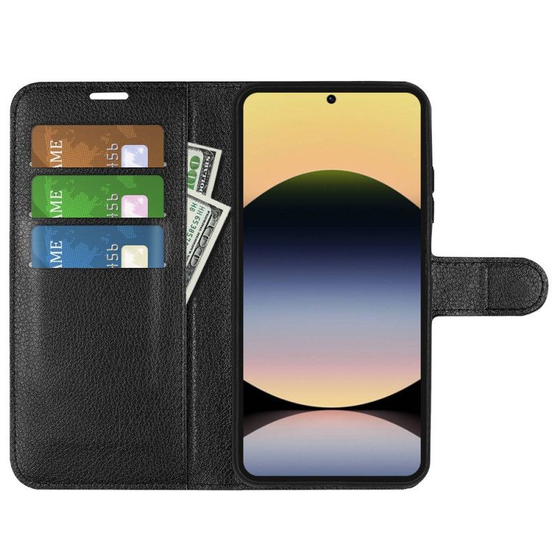 Kožený Kryt Xiaomi Redmi Note 14s Klasická Umělá Kůže S Liči