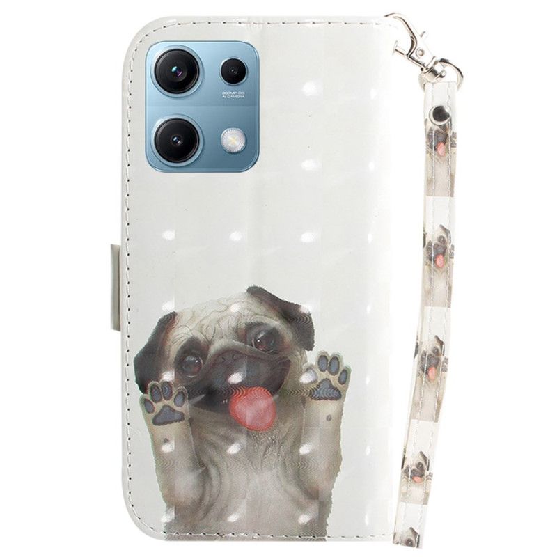 Kožený Kryt Xiaomi Redmi Note 14s Mops Se Šňůrkou