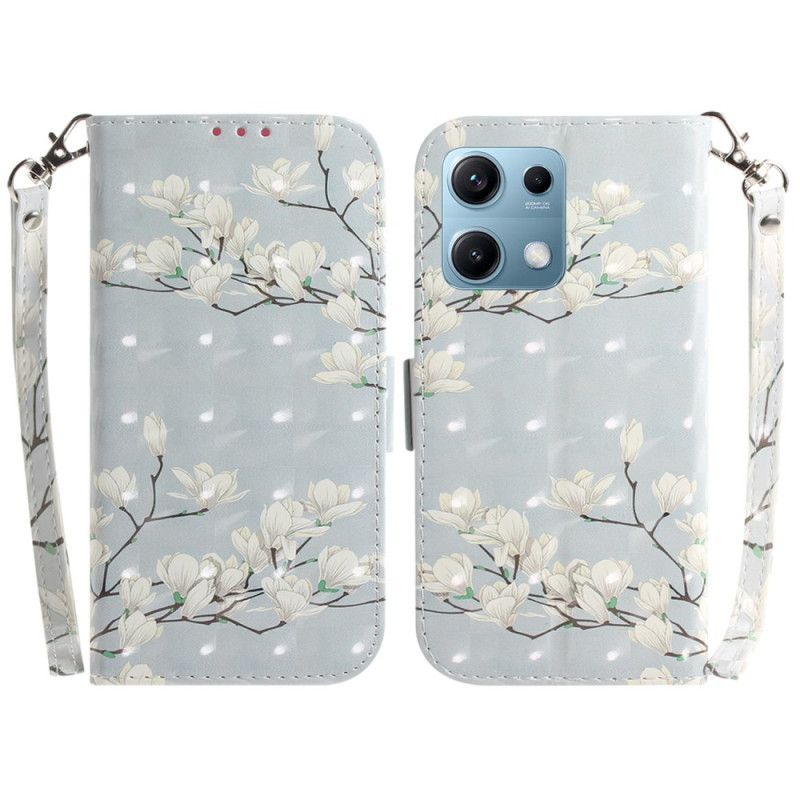 Peněženková Pouzdra Xiaomi Redmi Note 14s Kryty Na Mobil Magnólie Se Šňůrkou