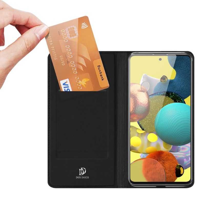 Flipové Pouzdro Na Samsung Galaxy A51 5G Obchodní Saténový Efekt