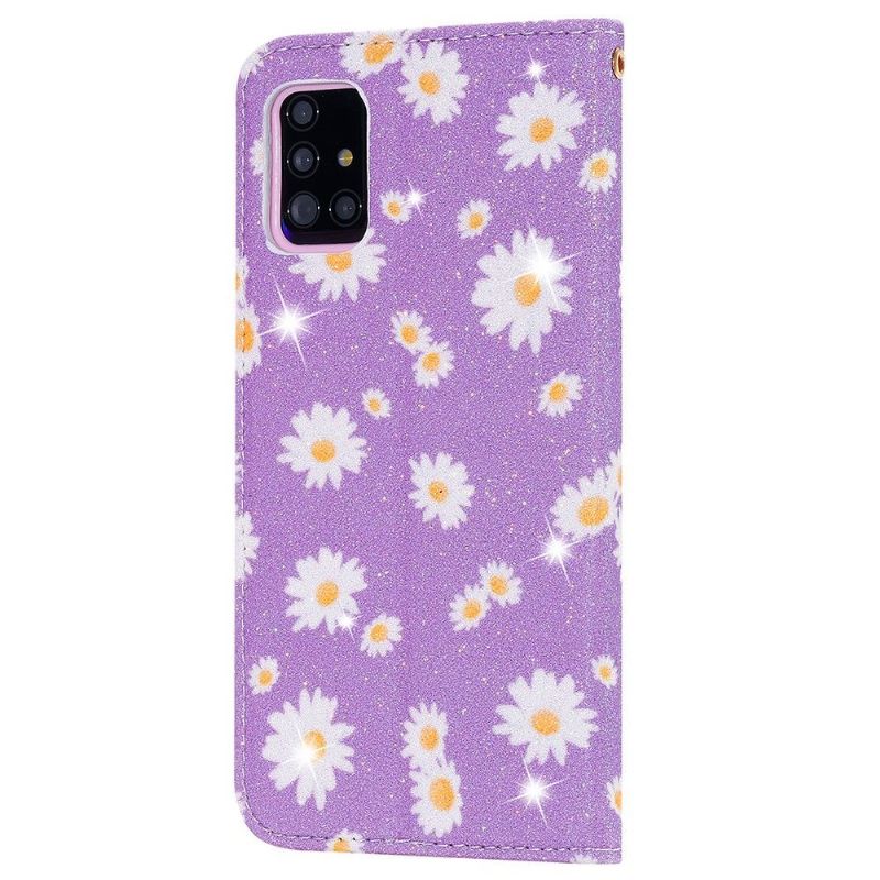 Flipové Pouzdro Na Samsung Galaxy A51 5G Sedmikrásky - Fialová