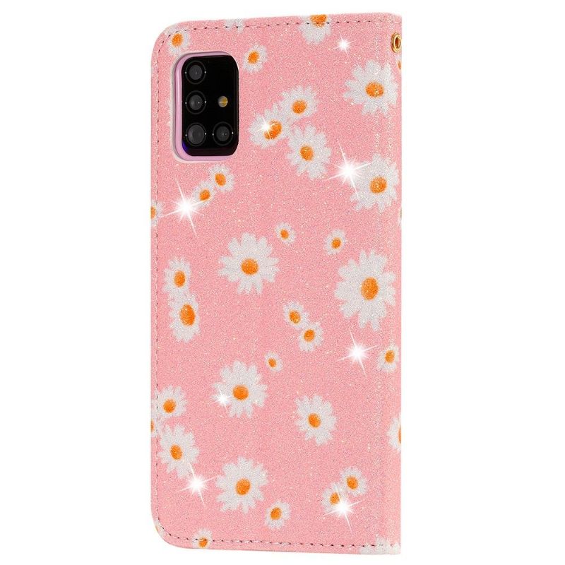 Flipové Pouzdro Na Samsung Galaxy A51 5G Sedmikrásky - Růžové