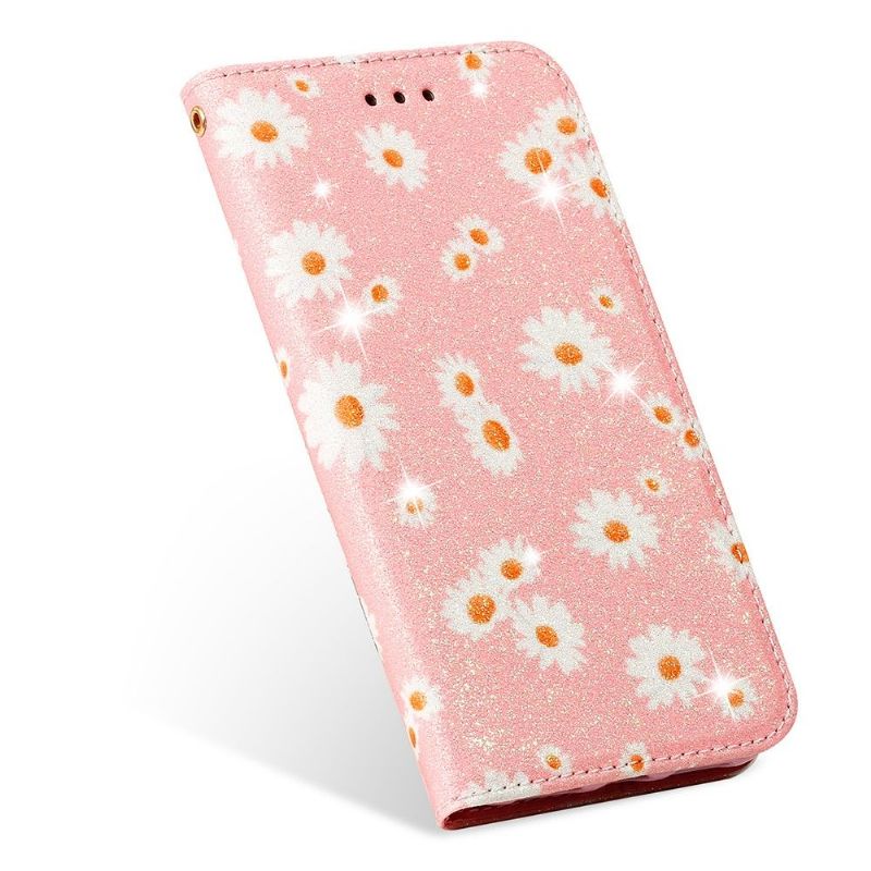 Flipové Pouzdro Na Samsung Galaxy A51 5G Sedmikrásky - Růžové