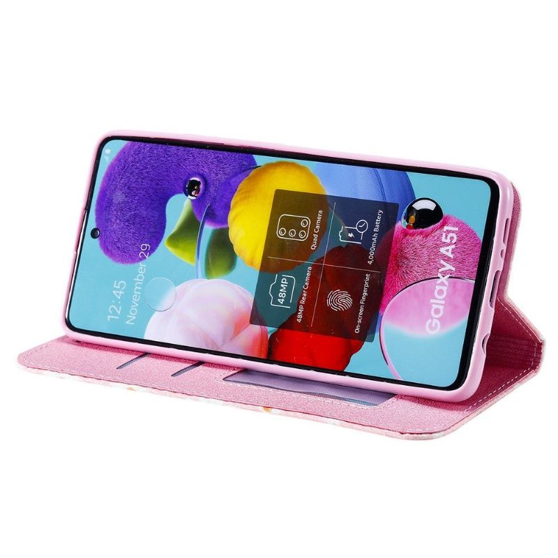 Flipové Pouzdro Na Samsung Galaxy A51 5G Sedmikrásky - Růžové