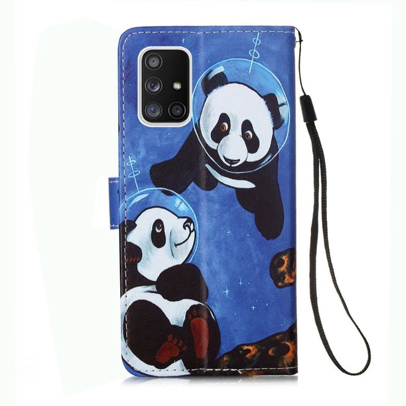 Kožené Pouzdro Na Samsung Galaxy A51 5G Panda Astronaut