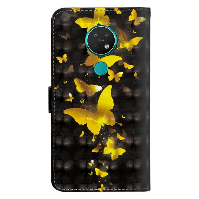 Flipové Pouzdro Na Nokia 7.2 Zlatí Motýli