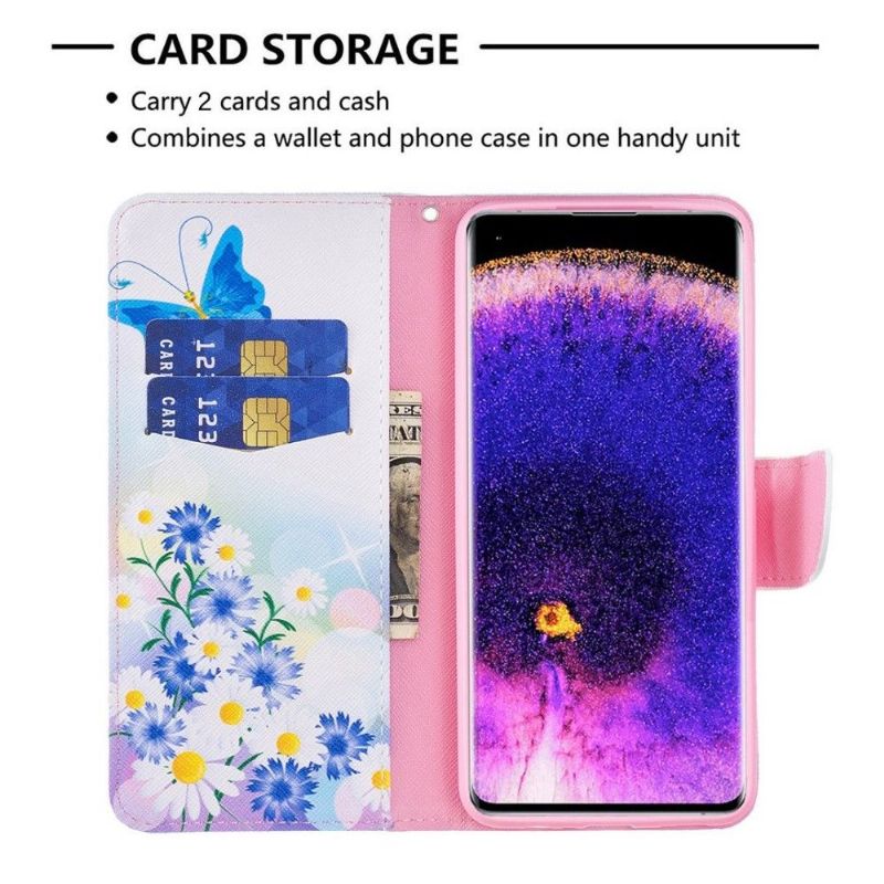 Flipové Pouzdro Na Oppo Reno 7 Motýl A Sedmikrásky