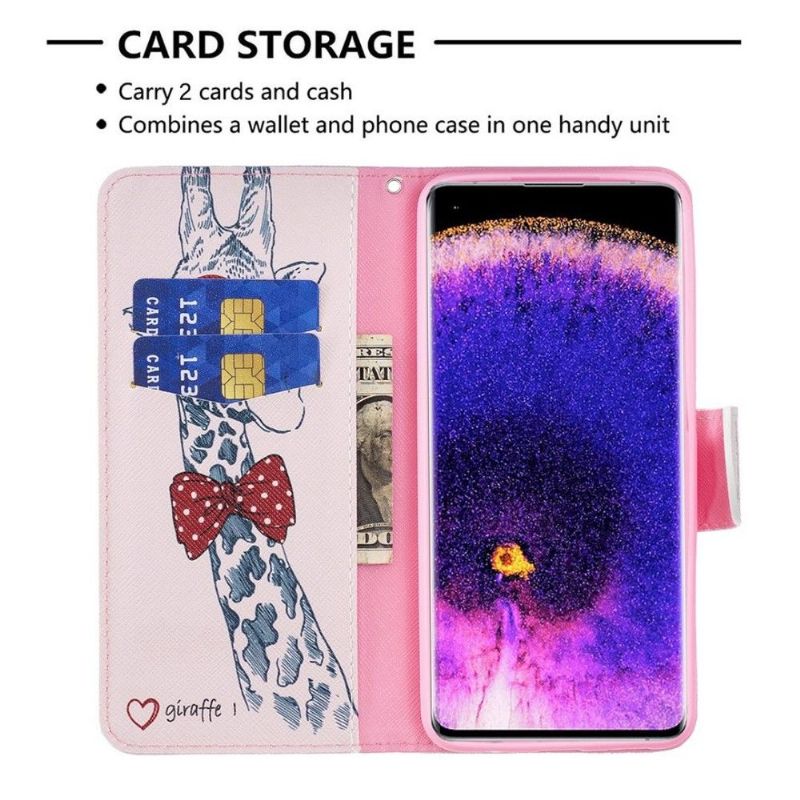 Flipové Pouzdro Na Oppo Reno 7 Žirafa S Brýlemi