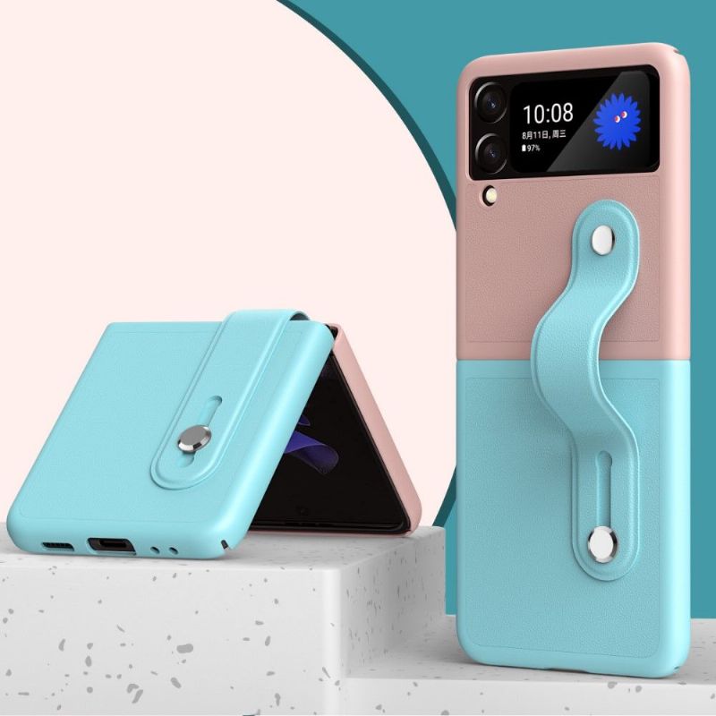 Kryt Na Samsung Galaxy Z Flip 3 5G Flipové Pouzdro Dvoubarevný Silikonový Pásek