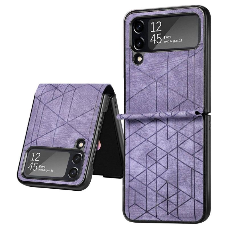 Kryt Na Samsung Galaxy Z Flip 3 5G Flipové Pouzdro Kožený Efekt Geometrických Čar