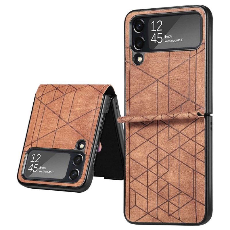 Kryt Na Samsung Galaxy Z Flip 3 5G Flipové Pouzdro Kožený Efekt Geometrických Čar