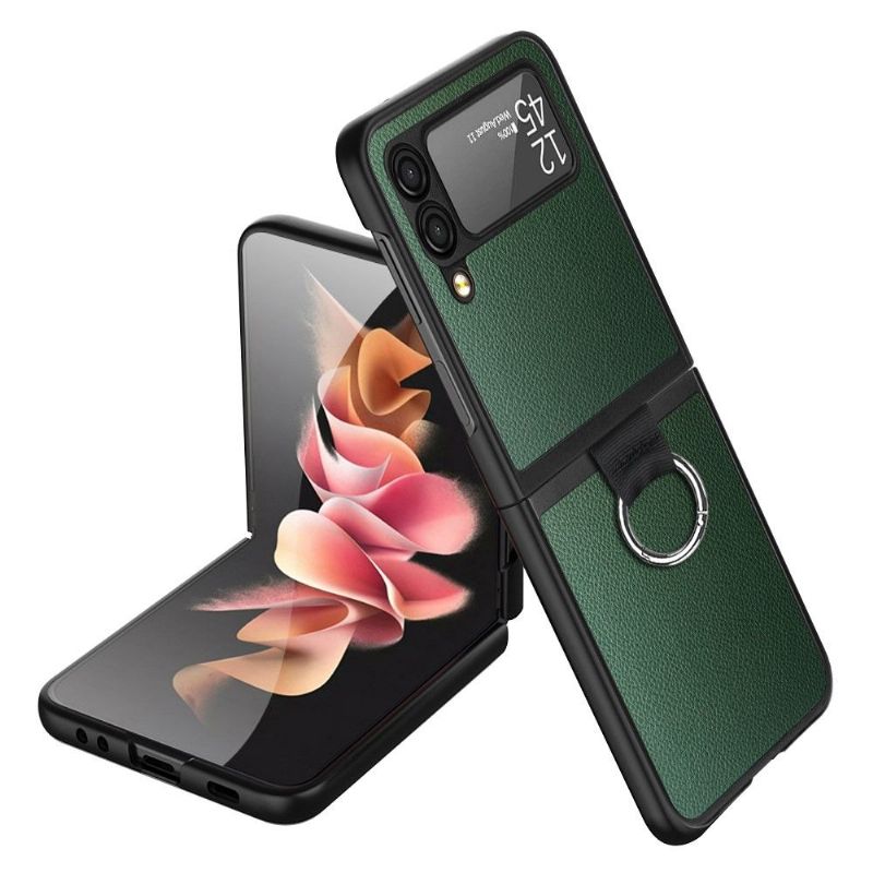 Kryt Na Samsung Galaxy Z Flip 3 5G Prsten Z Umělé Kůže