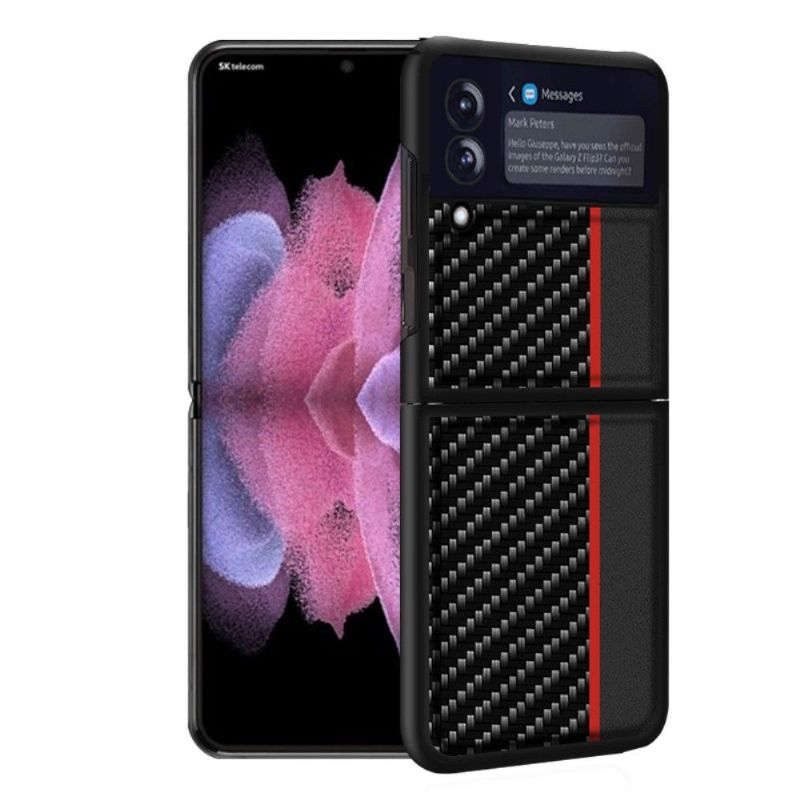 Kryt Na Samsung Galaxy Z Flip 3 5G Sportovní Karbonové Vlákno