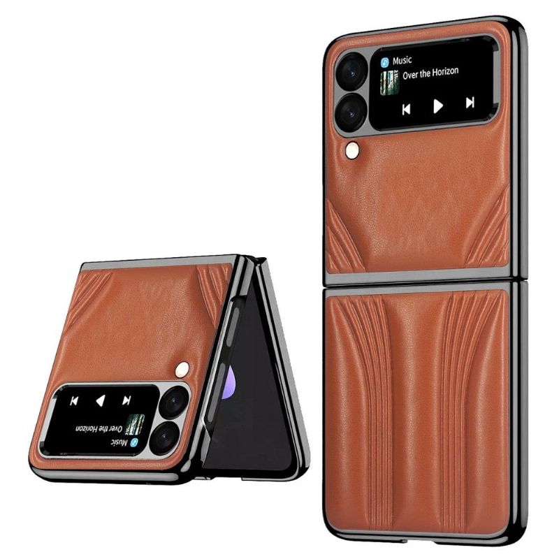 Kryty Na Mobil Na Samsung Galaxy Z Flip 3 5G Flipové Pouzdro Luxusní Vintage Kožený Efekt