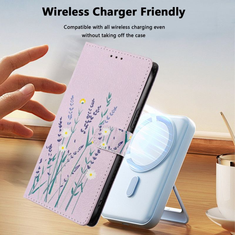 Kožený Kryt Na Xiaomi Redmi Note 15 Pro Plus 5g Levandulový Vzor