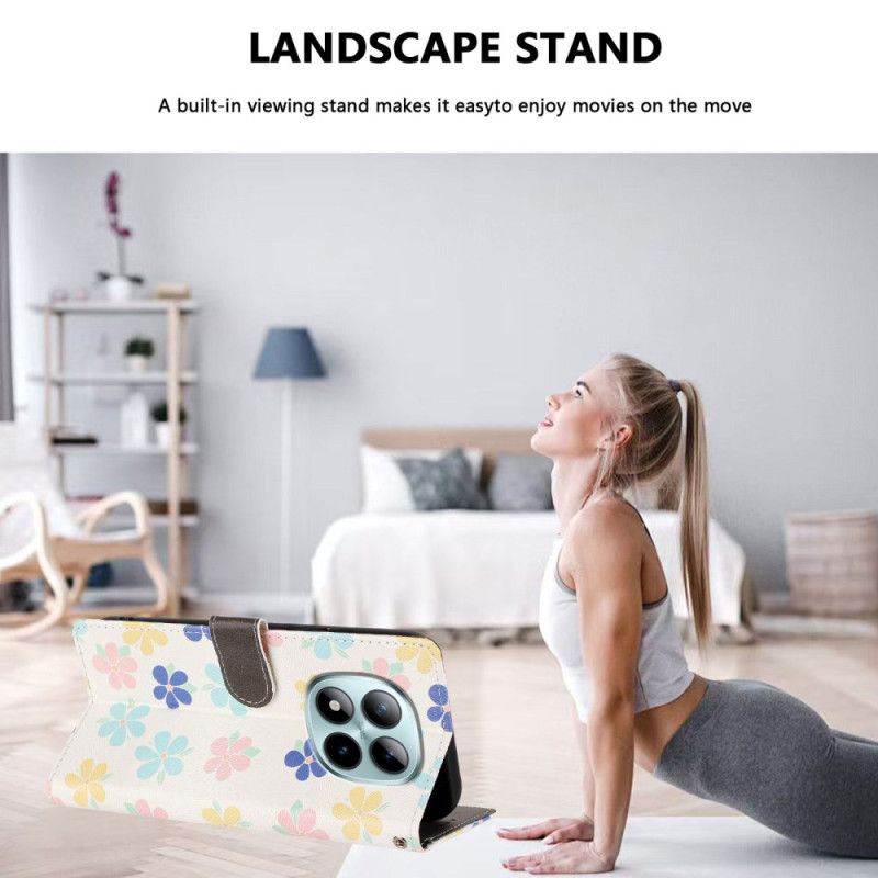 Kožený Kryt Na Xiaomi Redmi Note 15 Pro Plus 5g Malé Květiny