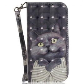 Kožený Kryt Na Xiaomi Redmi Note 15 Pro Plus 5g Šedá Kočka S Páskem