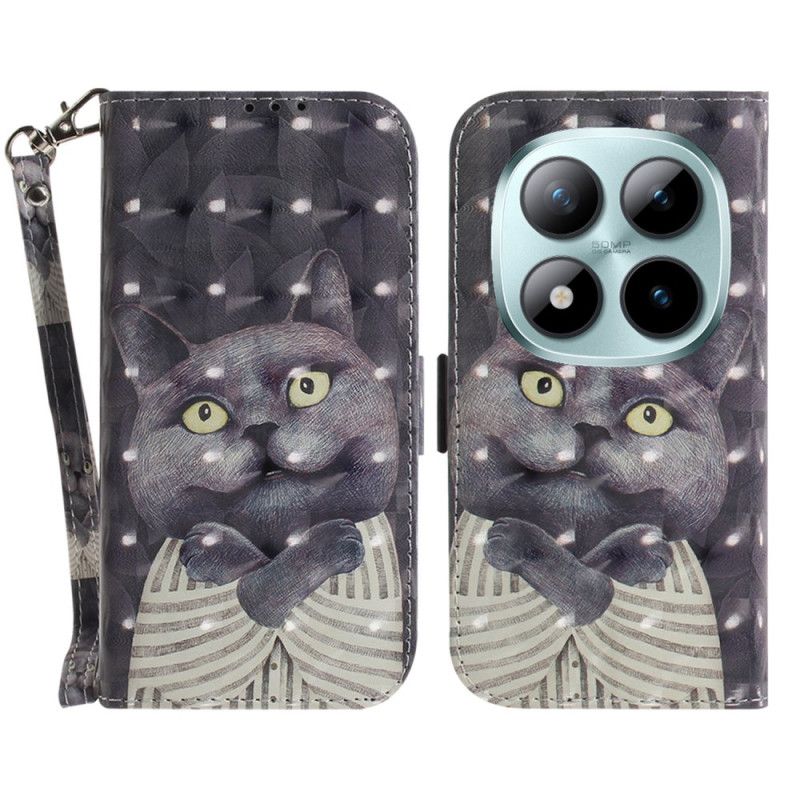 Kožený Kryt Na Xiaomi Redmi Note 15 Pro Plus 5g Šedá Kočka S Páskem