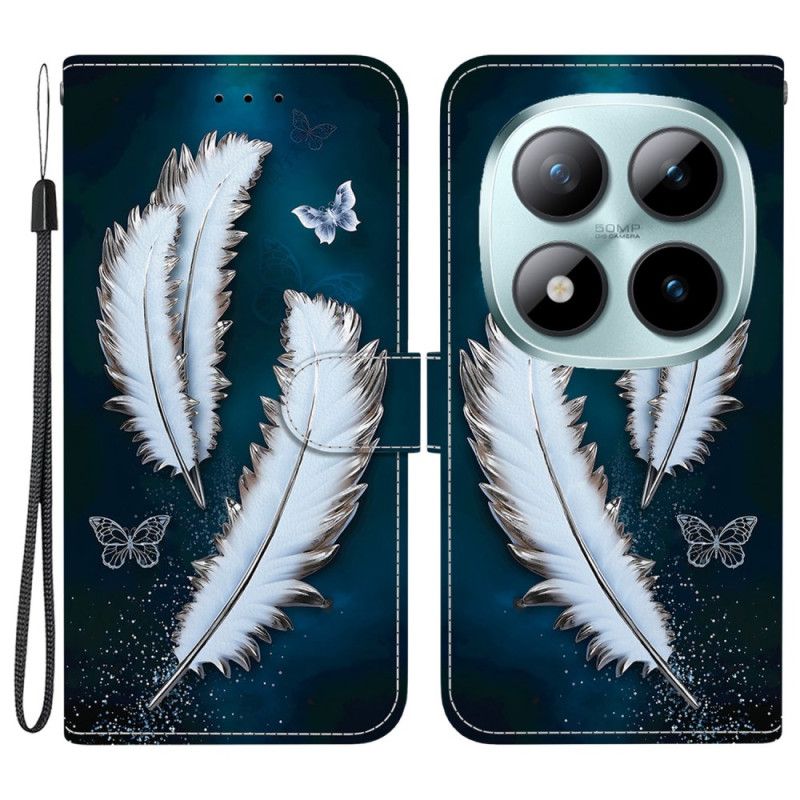 Kožený Kryt Xiaomi Redmi Note 15 Pro Plus 5g Bílé Peří