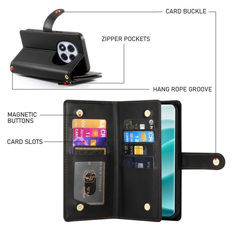 Kožený Kryt Xiaomi Redmi Note 15 Pro Plus 5g Kapsa Na Zip A Popruhy