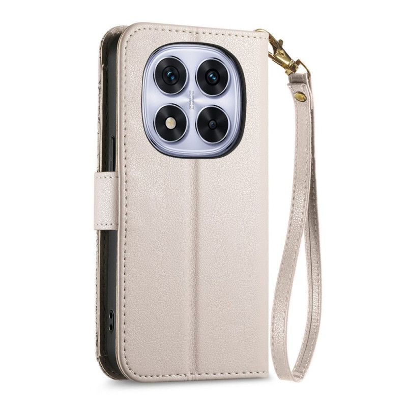 Kožený Kryt Xiaomi Redmi Note 15 Pro Plus 5g Květinový Vzor A Kapsa Na Zip