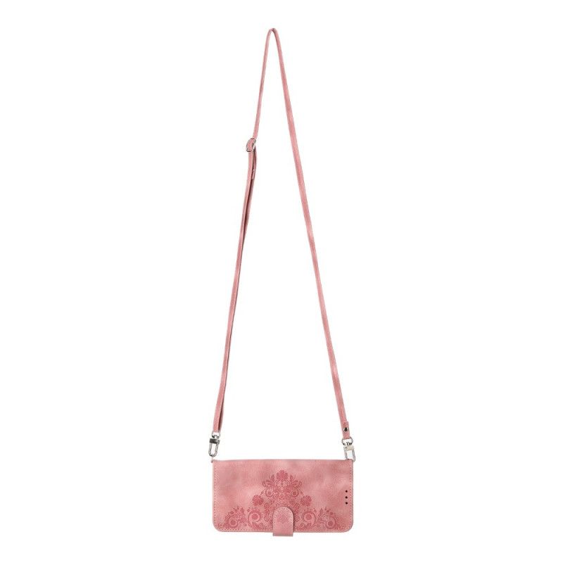 Kožený Kryt Xiaomi Redmi Note 15 Pro Plus 5g Květinový Vzor S Ramenním Popruhem A Popruhem