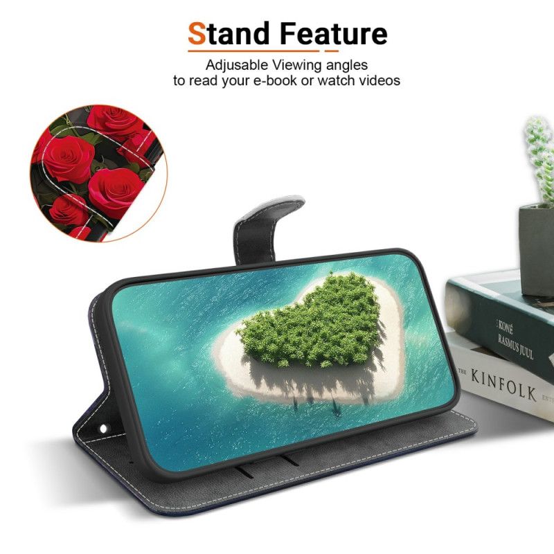 Kožený Kryt Xiaomi Redmi Note 15 Pro Plus 5g Motýl S Červenou Perlou