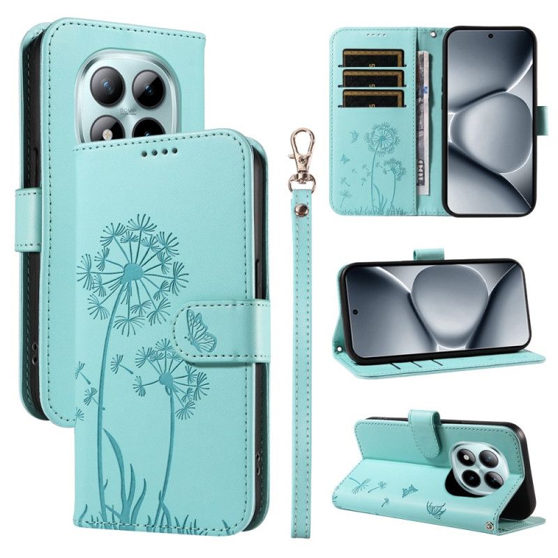 Kožený Kryt Xiaomi Redmi Note 15 Pro Plus 5g Pampeliškový Vzor A Popruh