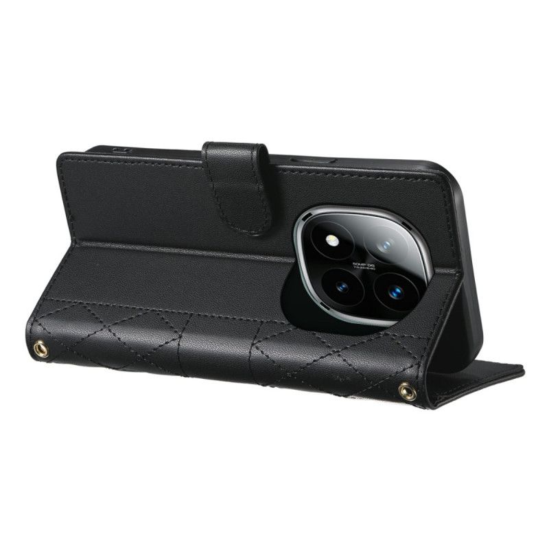 Kožený Kryt Xiaomi Redmi Note 15 Pro Plus 5g Prošívané S Popruhy